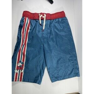 Disney Junk Food Mickey Mouse Swim Trunks Blue Red White Striped Men's Large